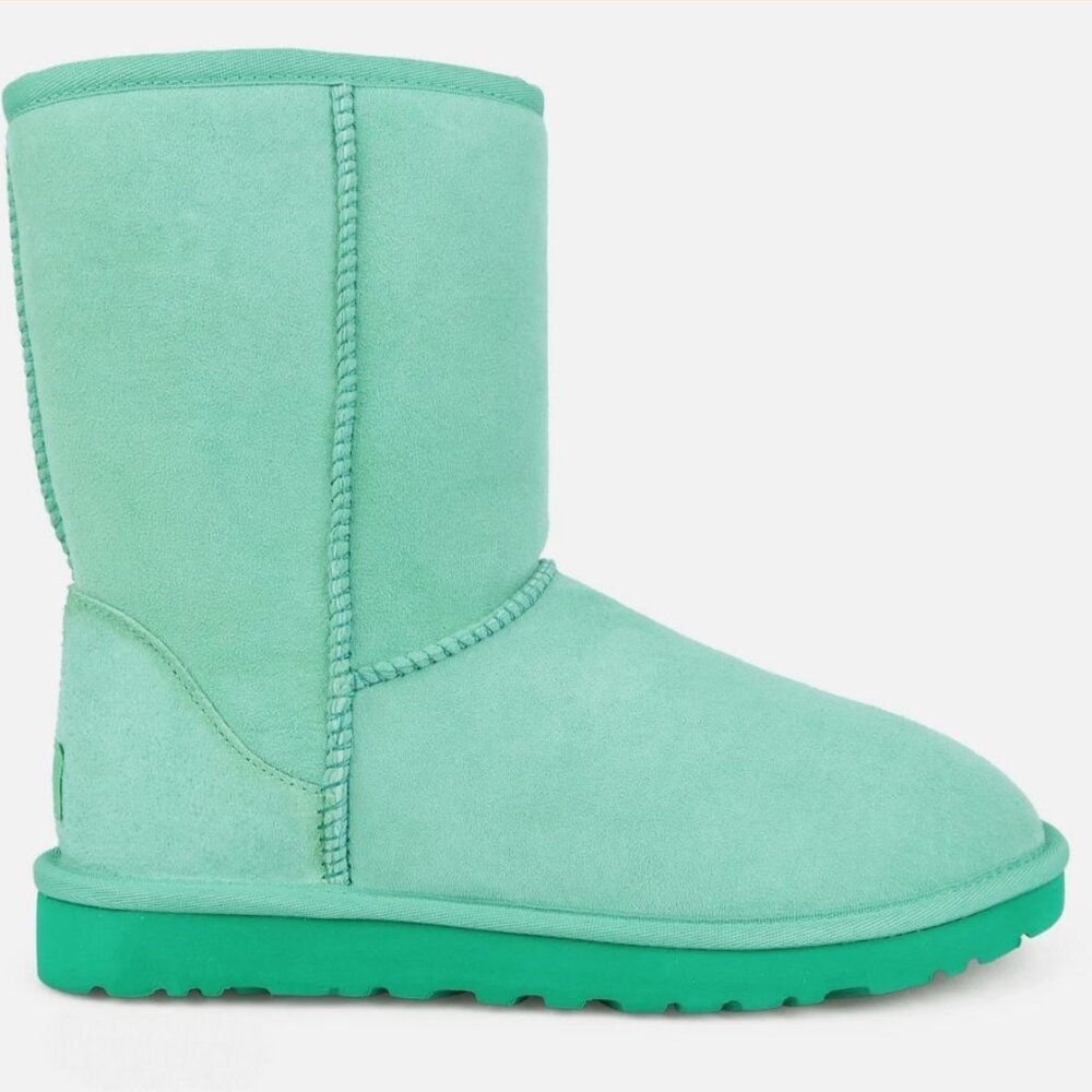 UGG Australia Classic Short Green Glass Suede Fur Boots Womens Size 5 -NIB-